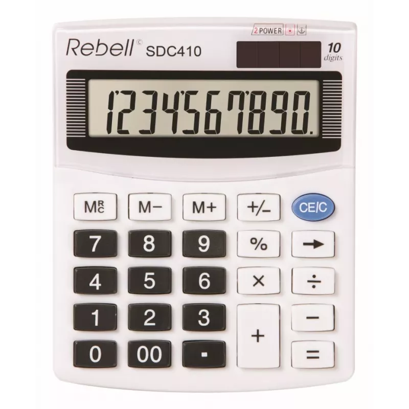 REBELL RE-SDC410 BX calculadora de sobremesa compacta, LCD de 10 dígitos, alimentación dual (solar y pila), negra