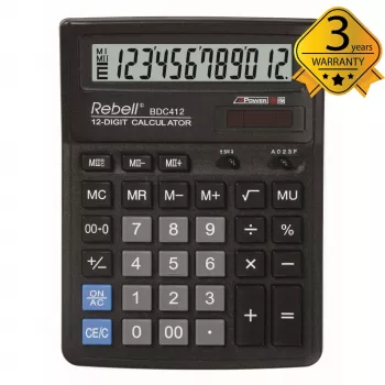 REBELL RE-BDC412 BX calculadora de escritorio 12 dígitos alimentación dual negra