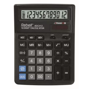 REBELL RE-BDC412 BX calculadora de escritorio 12 dígitos alimentación dual negra
