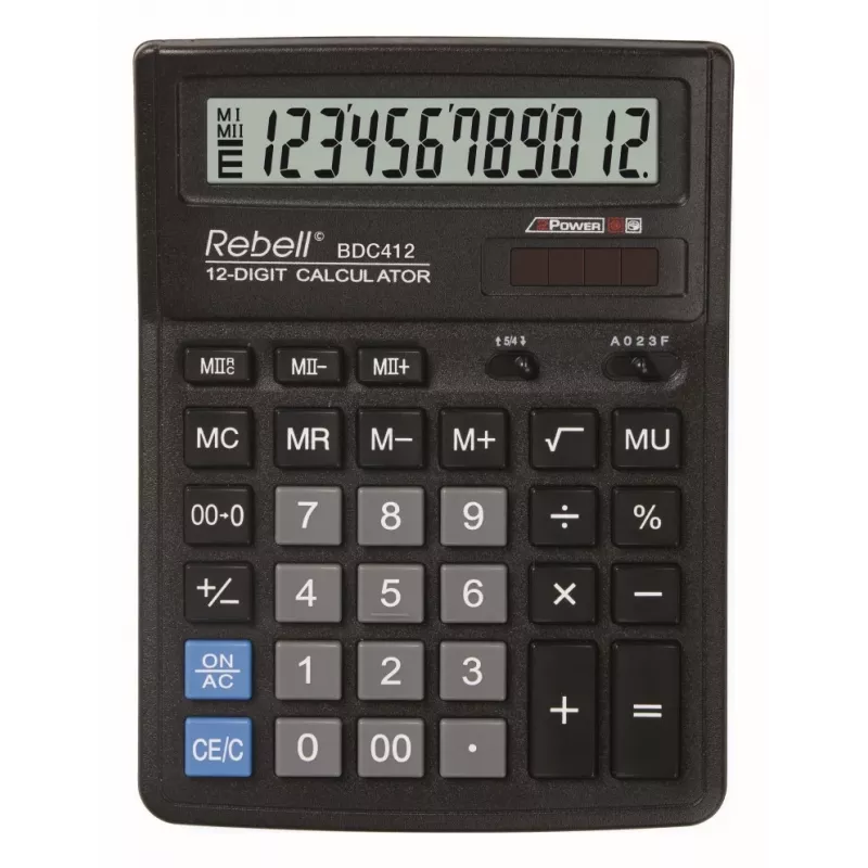 REBELL RE-BDC412 BX calculadora de escritorio 12 dígitos alimentación dual negra