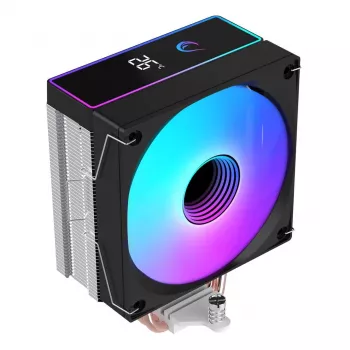 Rampage Octagon B70 disipador de CPU por aire, 120 mm ARGB, indicador de temperatura, negro