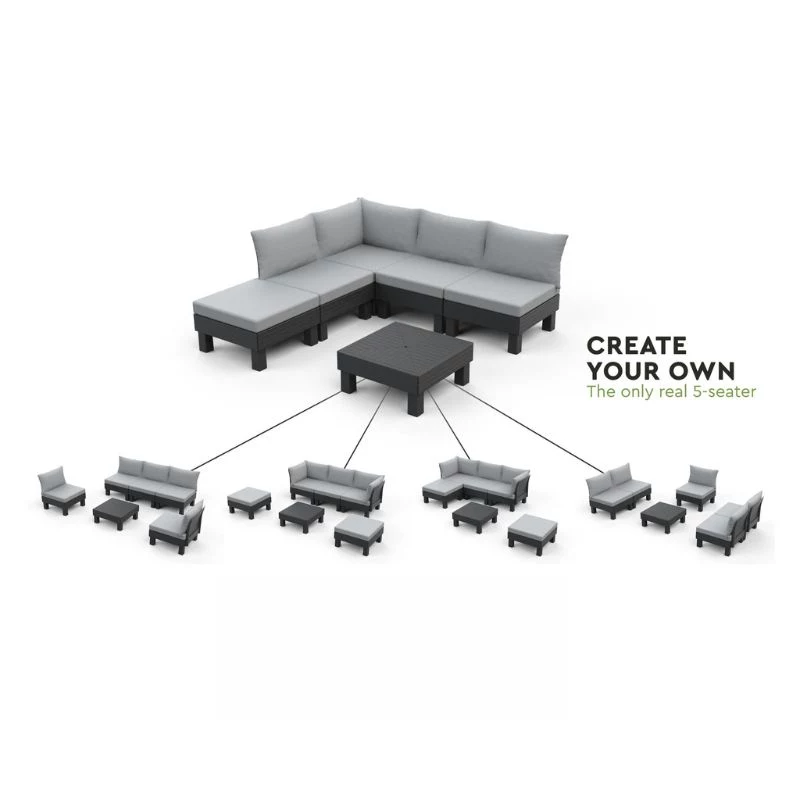 KETER taburete/mesa de jardín Element con cojín gris/gris claro