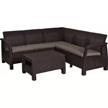 KETER Juego de muebles de jardín Corfu Relax Set marrón