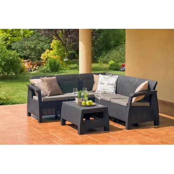 KETER Juego de muebles de jardín Corfu Relax Set marrón