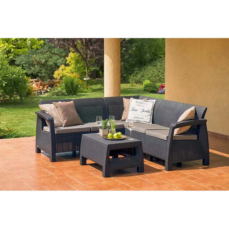 KETER Juego de muebles de jardín Corfu Relax Set marrón