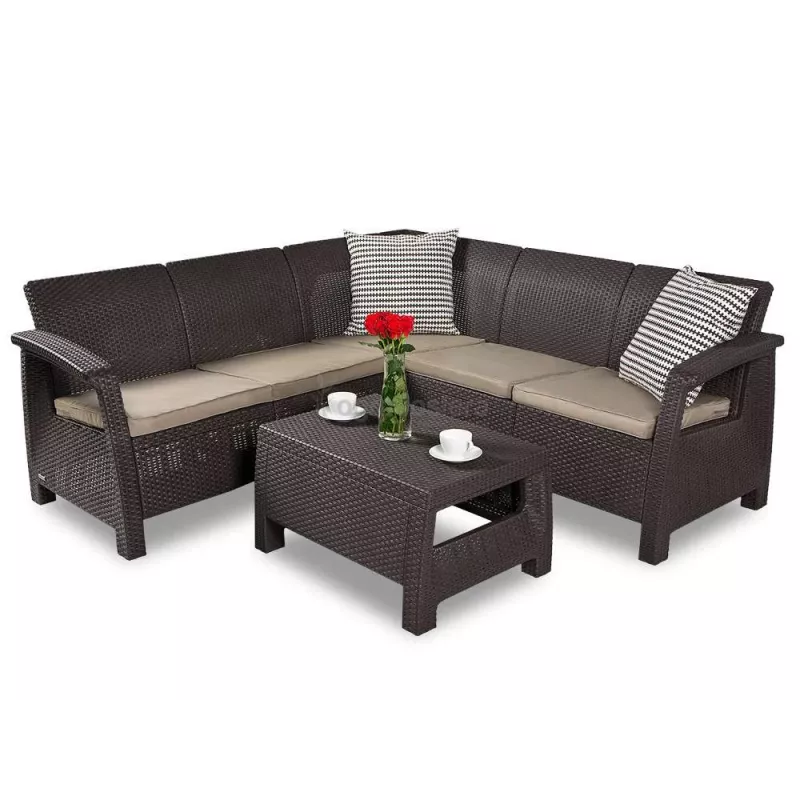 KETER Juego de muebles de jardín Corfu Relax Set marrón