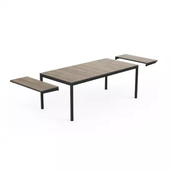 KETER Mesa de jardín extensible Deco Porto Nova extensible 200-280 efecto fresno/negro