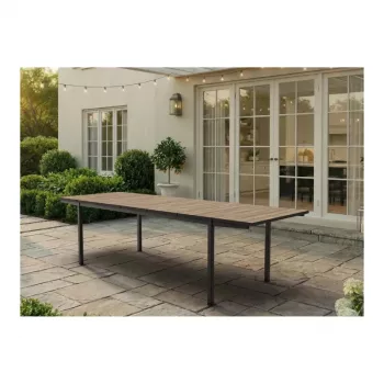 KETER Mesa de jardín extensible Deco Porto Nova extensible 200-280 efecto fresno/negro