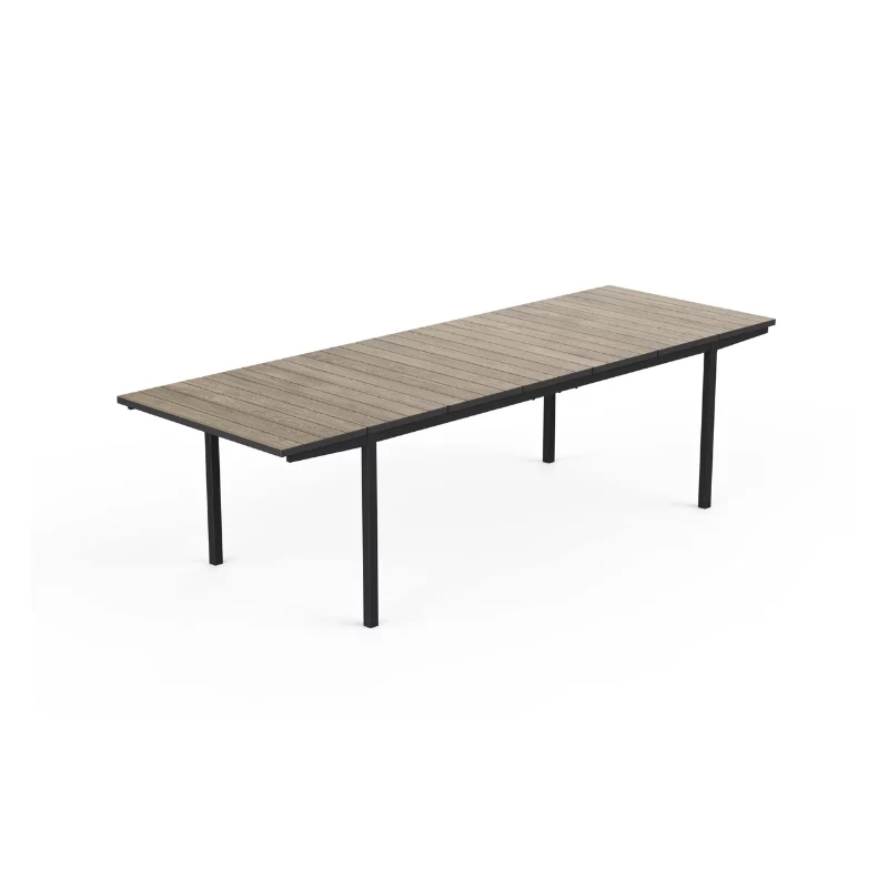 KETER Mesa de jardín extensible Deco Porto Nova extensible 200-280 efecto fresno/negro