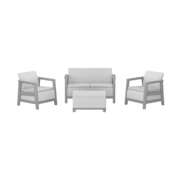 KETER Juego de muebles de jardín Scandi Linea set de 2 plazas gris claro/gris acero oscuro