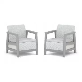 KETER Sillas de jardín 2 uds. Scandi Linea gris claro/gris acero oscuro