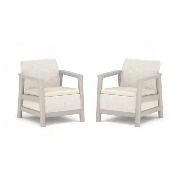KETER Sillas de jardín 2 uds. Scandi Linea gris guijarro/beige claro