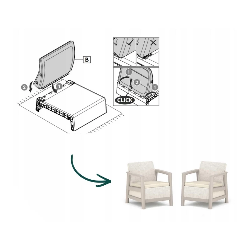 KETER Sillas de jardín 2 uds. Scandi Linea gris guijarro/beige claro