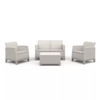 KETER Juego de muebles de jardín Scandi Forma set de 2 plazas pebble grey/light beige