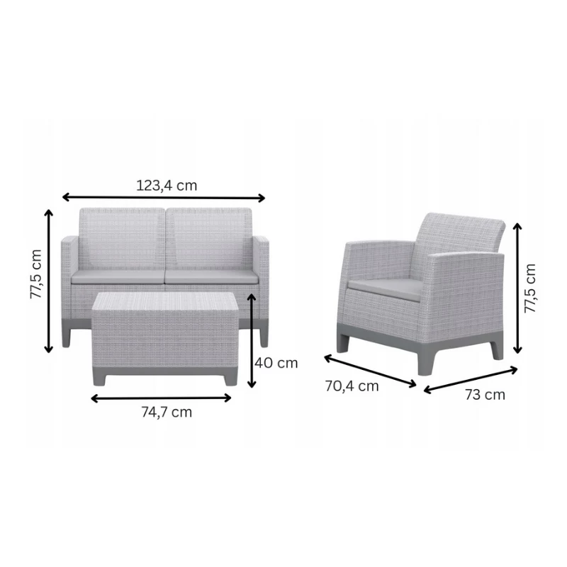 KETER Juego de muebles de jardín Scandi Forma set de 2 plazas pebble grey/light beige