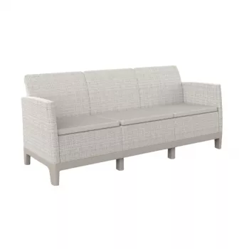 KETER Sofá de jardín de dos plazas Scandi Form sofá de 3 plazas gris guijarro/beige claro