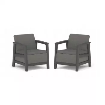 KETER Sillas de jardín 2 uds. Scandi Linea gris