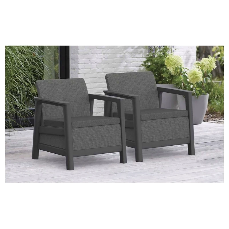 KETER Sillas de jardín 2 uds. Scandi Linea gris