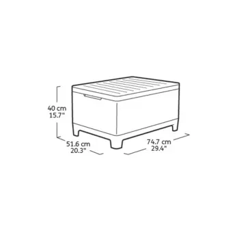KETER Mesa de jardín/caja de almacenamiento Scandi Storage Table gris