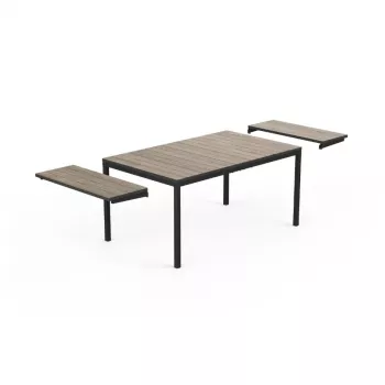 KETER Mesa de jardín extensible Deco Porto Nova extensible 160-240 tono fresno/negro