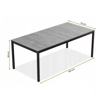 KETER Mesa de jardín Deco Porto Nova 200 efecto fresno/negro