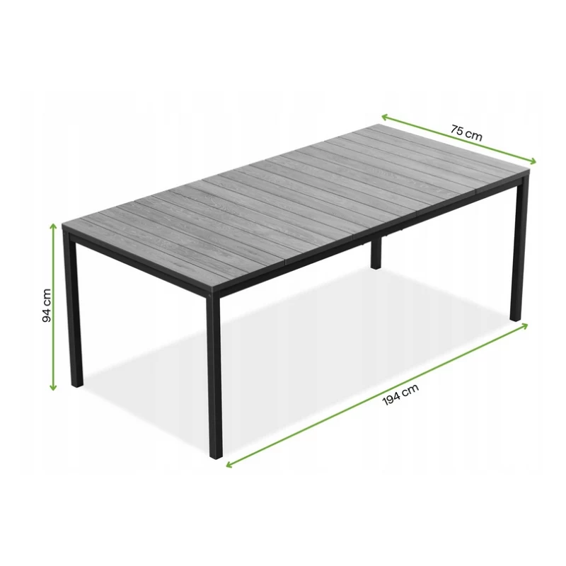 KETER Mesa de jardín Deco Porto Nova 200 efecto fresno/negro