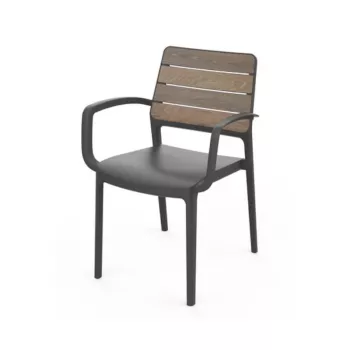 KETER Silla de jardín Deco Porto sillón nogal/gris