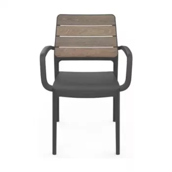 KETER Silla de jardín Deco Porto sillón nogal/gris