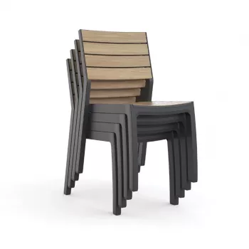 KETER Silla de jardín Deco Corale efecto teca/gris