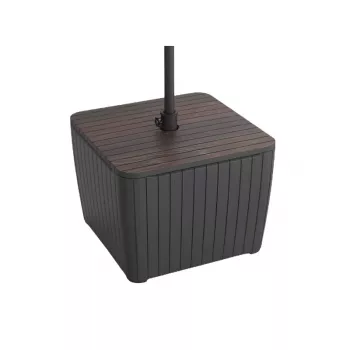 KETER Mesa auxiliar parasol Luzon nogal/gris 29214820939