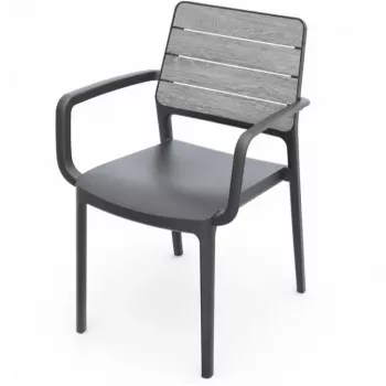 KETER Silla de jardín Deco Porto sillón gris claro/gris