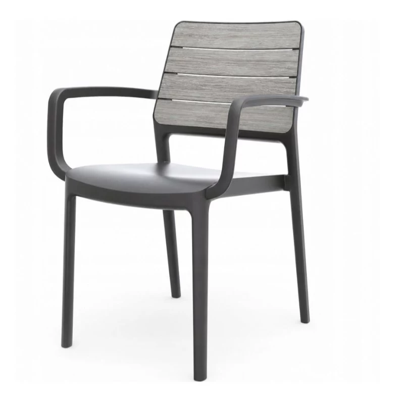 KETER Silla de jardín Deco Porto sillón gris claro/gris