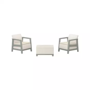 KETER Juego de muebles de jardín Scandi Linea set de balcón gris guijarro/verde salvia Steinton