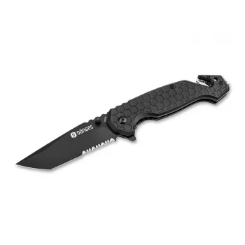 Dönges Basic Tactical navaja plegable 01DG003 negro acero inoxidable Drop Point Combination Edge
