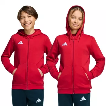 Sudadera con capucha y cremallera completa Entrada 26 para niños adidas roja KH1781 116cm