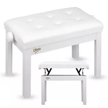 V-TONE PB3 WH banco de piano banco de teclado blanco piel sintética