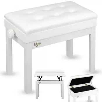 Banco de piano para teclado V-TONE PB4 WH blanco lacado
