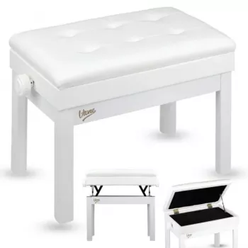 Banco de piano para teclado V-TONE PB2 WH blanco, piel sintética