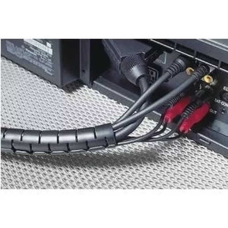 HellermannTyton 161-64301 Spiralflex SFPP tubo espiral, polipropileno, negro, 10 mm de diámetro exterior, 25 m de longitud, -60 a 110 °C