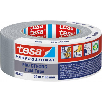Cinta textil tesa Pro-Strong 66462-00003-00, cinta de reparación gris, 50 m x 50 mm