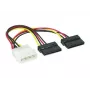EXSYS Cable de alimentación SATA en Y de 4 pines Molex a 2x 15 pines SATA, 15cm EX-K3611