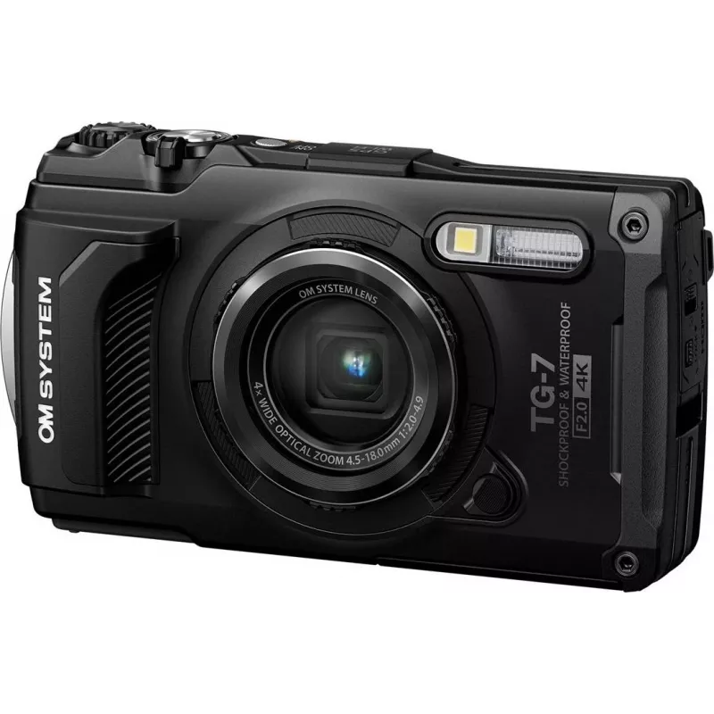 OM System Tough TG-7 cámara compacta resistente negra, 12 MP, vídeo 4K, sumergible 15m