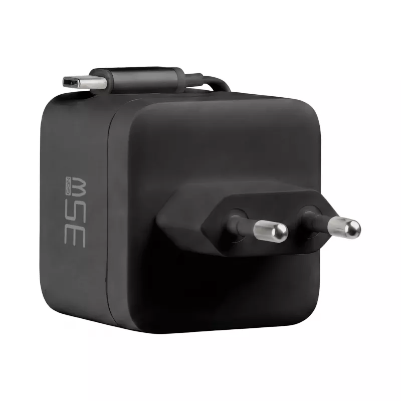 EFB Elektronik G352CE cargador de pared GaN USB-C 35W con cable retráctil de 0,7m, PD3.0 y QC3.0, negro