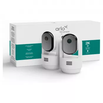 Arlo Essential 3 cámara de vigilancia interior 2K con giro/inclinación y zoom (pack de 2, blanca)