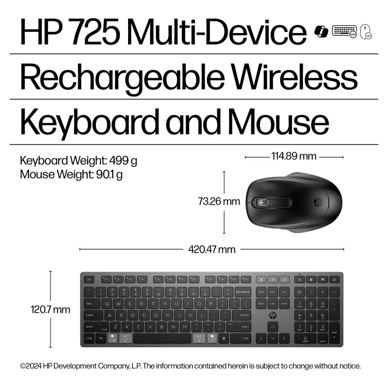 HP 720 Combo de teclado y ratón inalámbricos Multi-Device - Twilight Black 9T5A9AA#ABD
