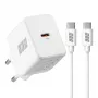 EFB Elektronik G301CE cargador de pared GaN USB-C de 30W con cable USB-C de 2m, blanco
