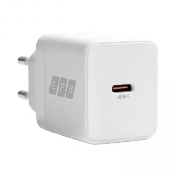 EFB Elektronik G301CE cargador de pared GaN USB-C de 30W con cable USB-C de 2m, blanco