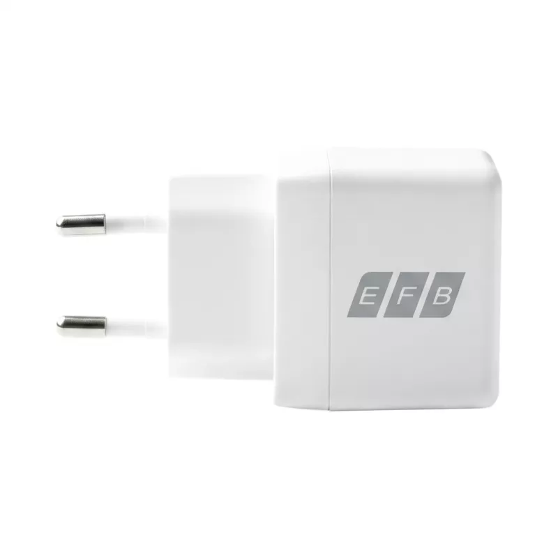 EFB Elektronik G301CE cargador de pared GaN USB-C de 30W con cable USB-C de 2m, blanco