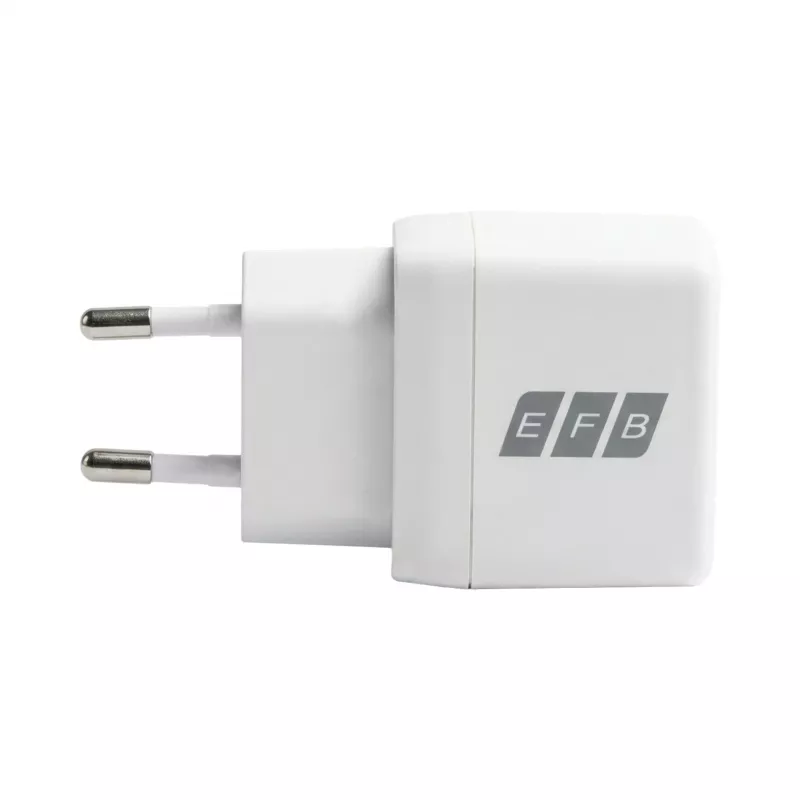 EFB Elektronik G201CE cargador de pared GaN USB-C de 20W con cable USB-C de 2m, PD3.0 y QC3.0, blanco