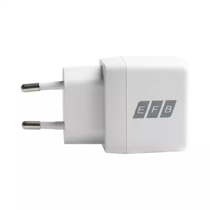 EFB Elektronik G201A1CE cargador de pared GaN de 20W USB-C PD3.0 + USB-A QC3.0 con cable USB-C de 2m, blanco